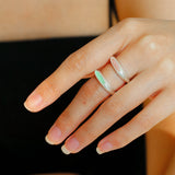 Matte Sterling Silver Semi-Precious Series Band Ring - Red Agate