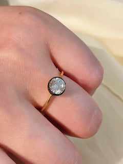 1 Carat Lab - Grown Diamond Black Gold Solitaire Ring - floysun