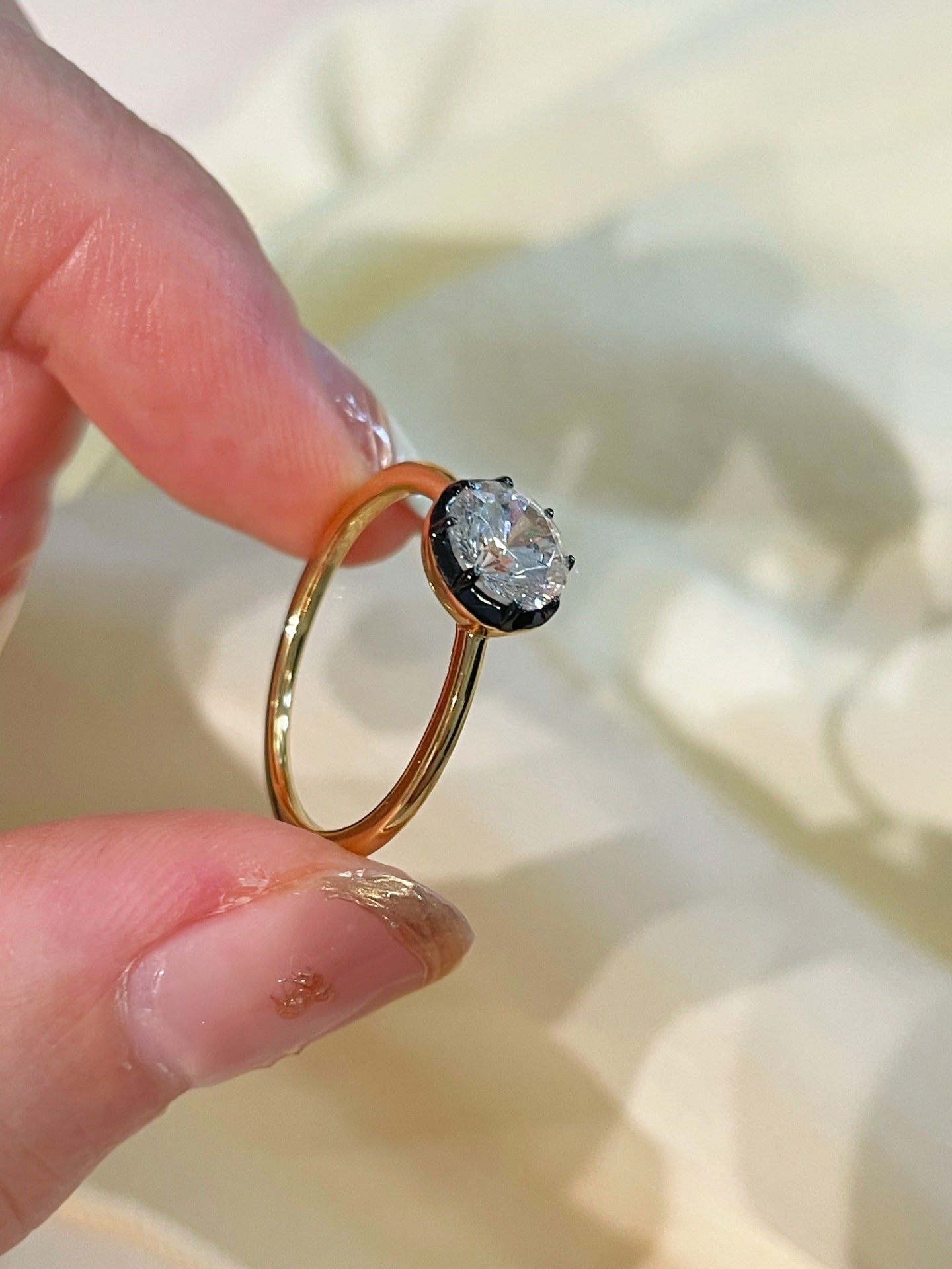 1 Carat Lab - Grown Diamond Black Gold Solitaire Ring - floysun