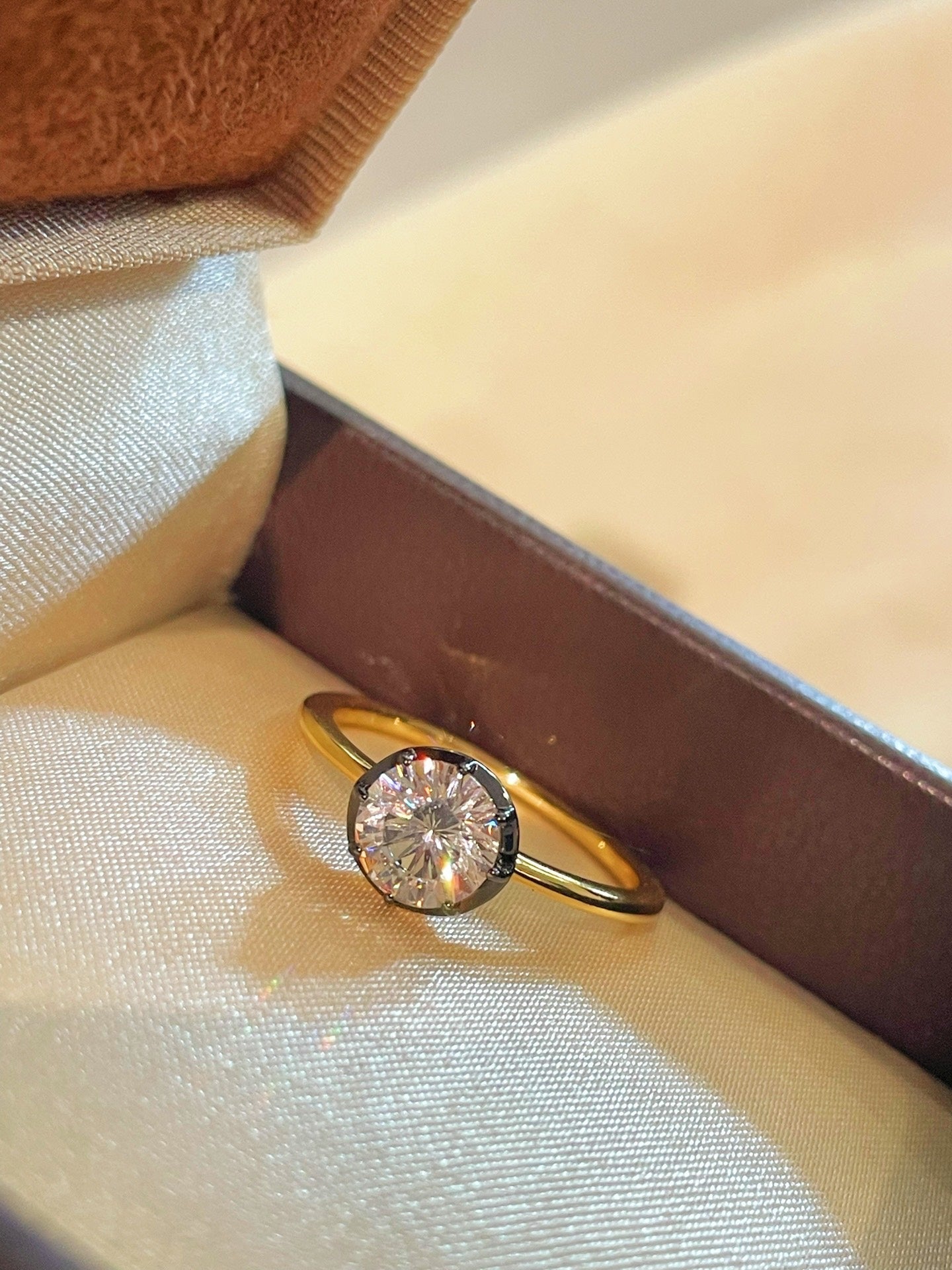 1 Carat Lab - Grown Diamond Black Gold Solitaire Ring - floysun