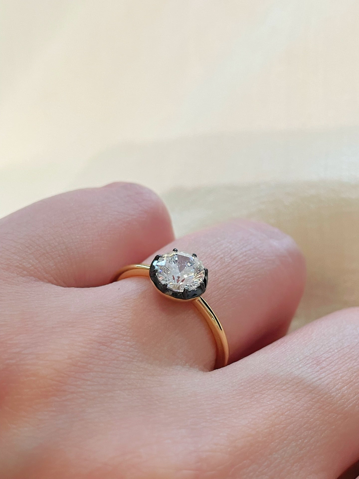 1 Carat Lab - Grown Diamond Black Gold Solitaire Ring - floysun