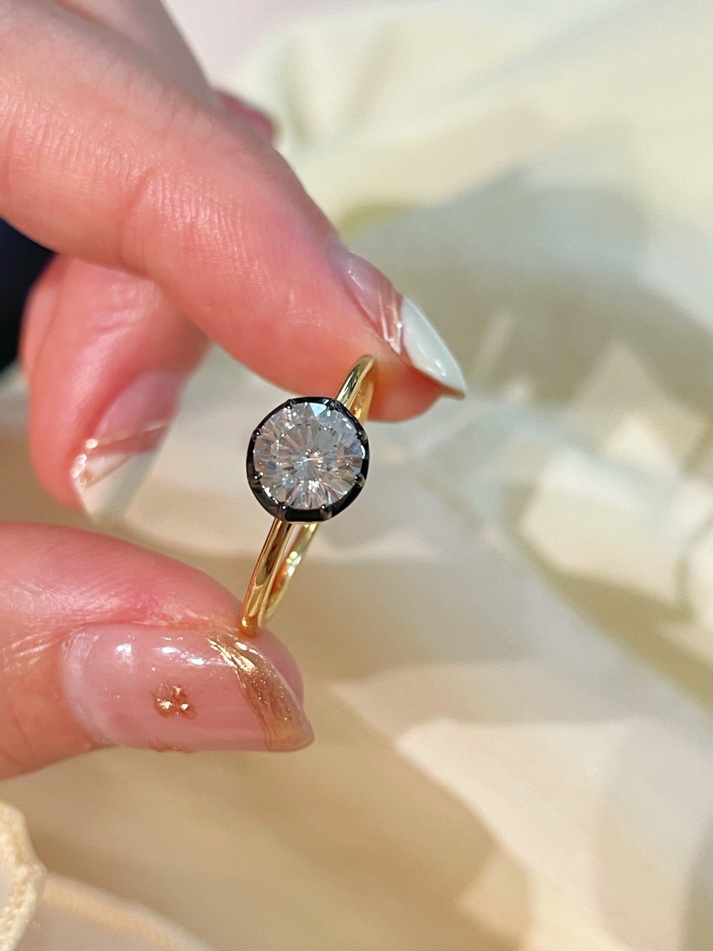 1 Carat Lab - Grown Diamond Black Gold Solitaire Ring - floysun