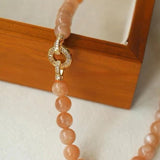 Smooth Round Sunstone Beaded Choker Necklace
