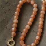 Smooth Round Sunstone Beaded Choker Necklace