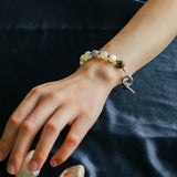 Smooth Mother of Pearls and Silver Shell Beaded OT Bracelet