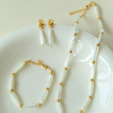 Artisanal White Mother-of-Pearl Beaded Bracelet