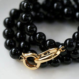 8mm Black Onyx Beaded Long Necklace - floysun