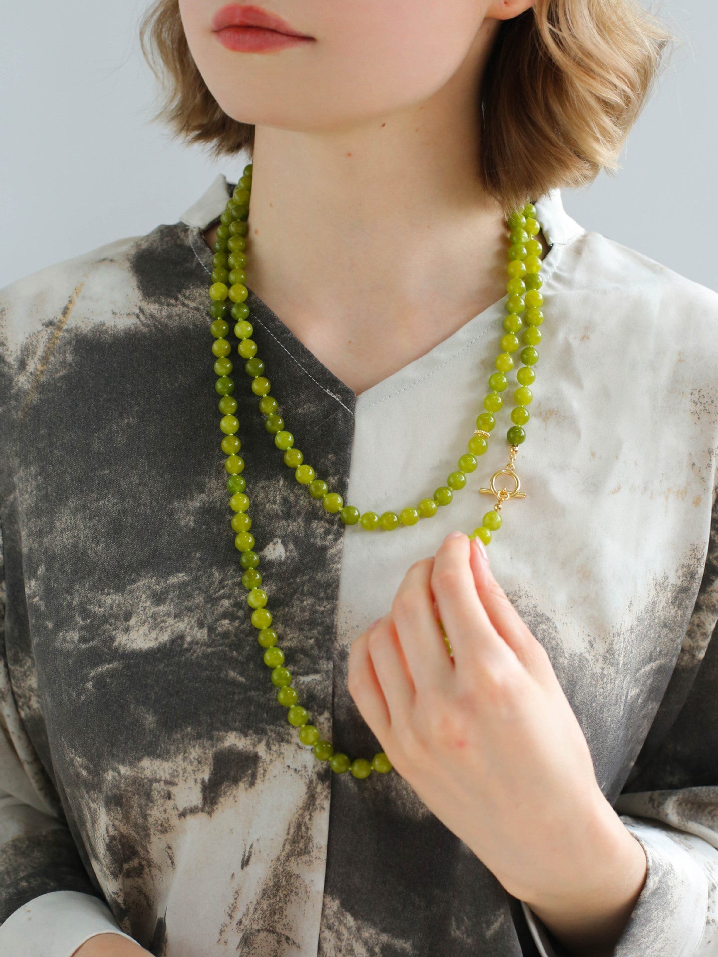 8mm Refreshing Green Grape Gemstone Beaded Necklace - floysun
