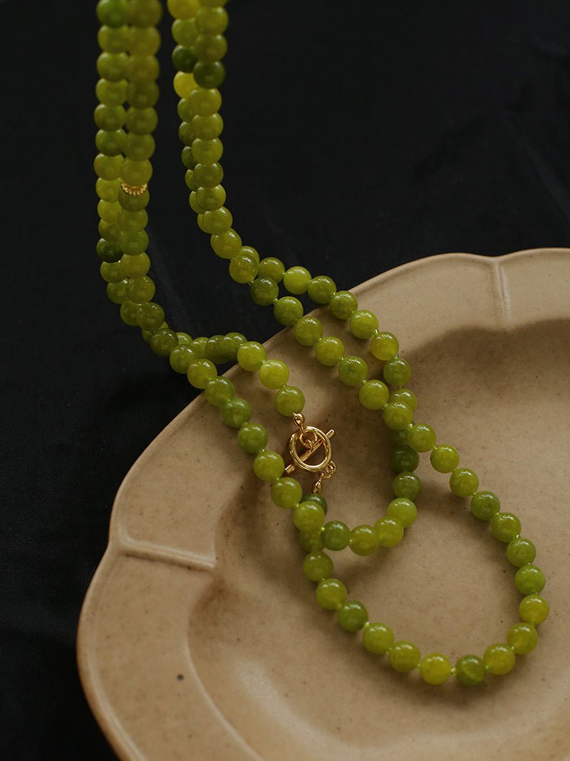 8mm Refreshing Green Grape Gemstone Beaded Necklace - floysun