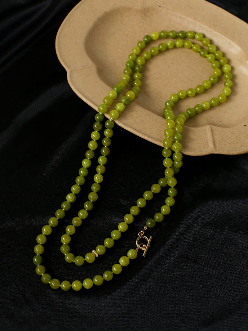 8mm Refreshing Green Grape Gemstone Beaded Necklace - floysun