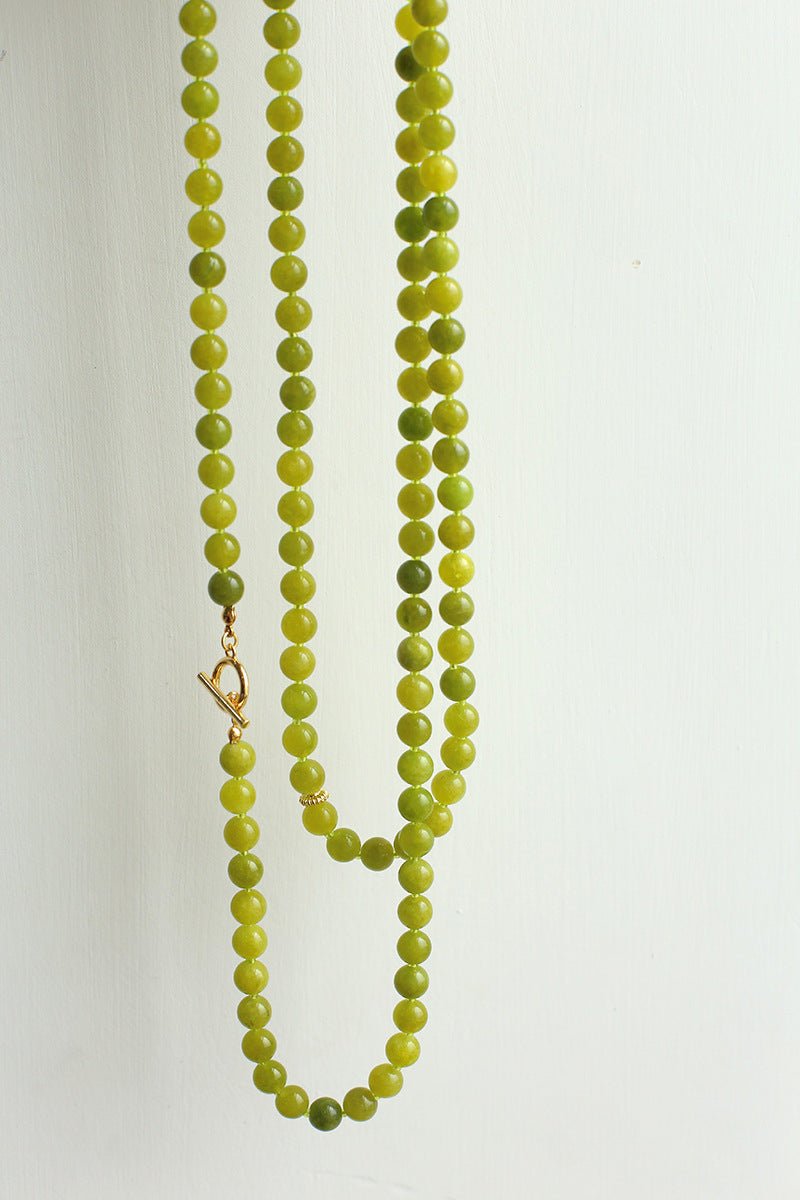 8mm Refreshing Green Grape Gemstone Beaded Necklace - floysun