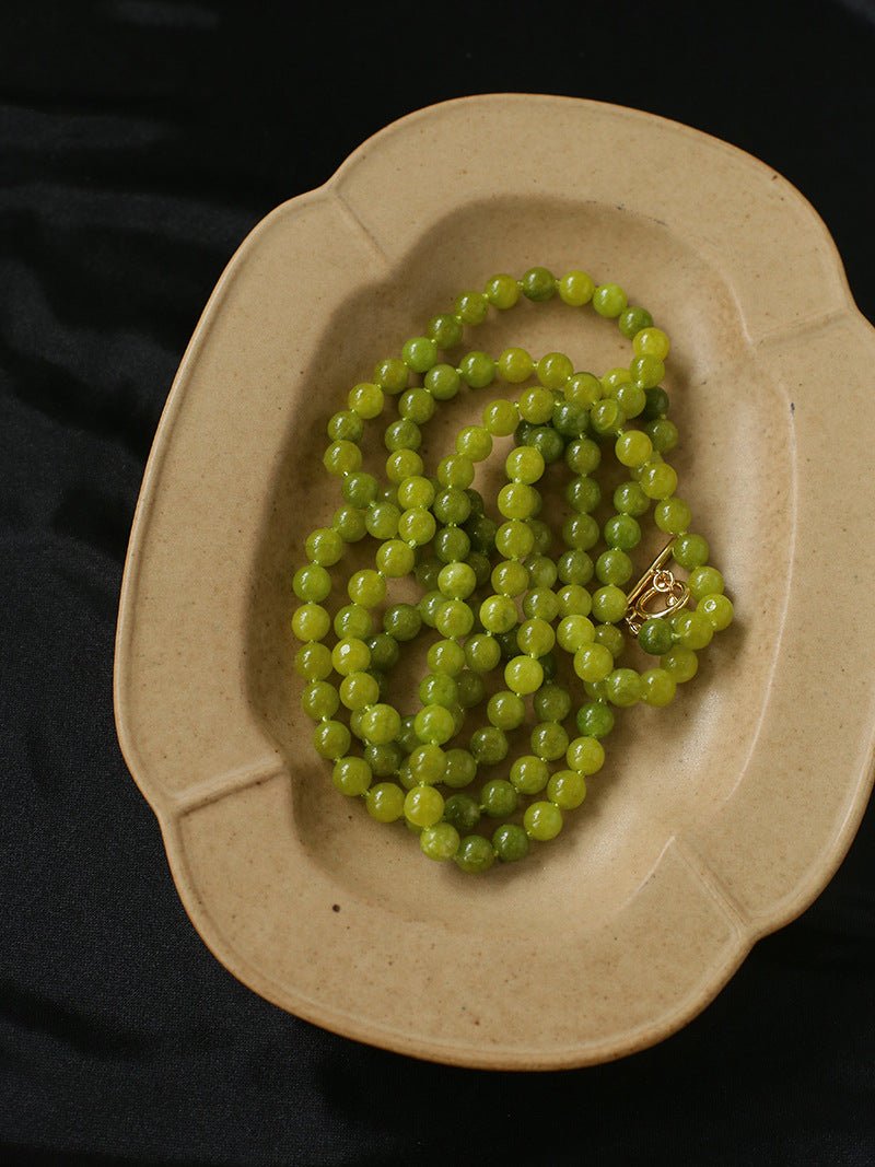 8mm Refreshing Green Grape Gemstone Beaded Necklace - floysun