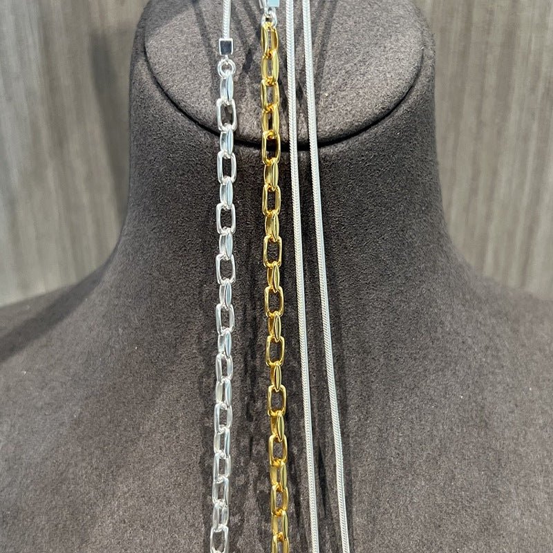 925 Silver Chain Double Y Long Necklace - floysun