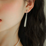 925 Silver Long Teardrop White Mother of Pearls Earrings