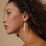 925 Silver Long Teardrop White Mother of Pearls Earrings