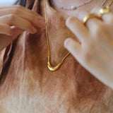 925 Silver Metal Style U - Shape Medium Length Necklace - floysun