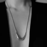 925 Silver Metal Style U - Shape Medium Length Necklace - floysun