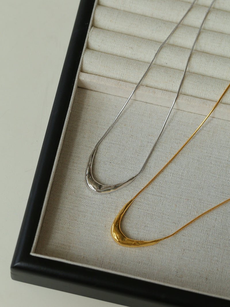 925 Silver Metal Style U - Shape Medium Length Necklace - floysun