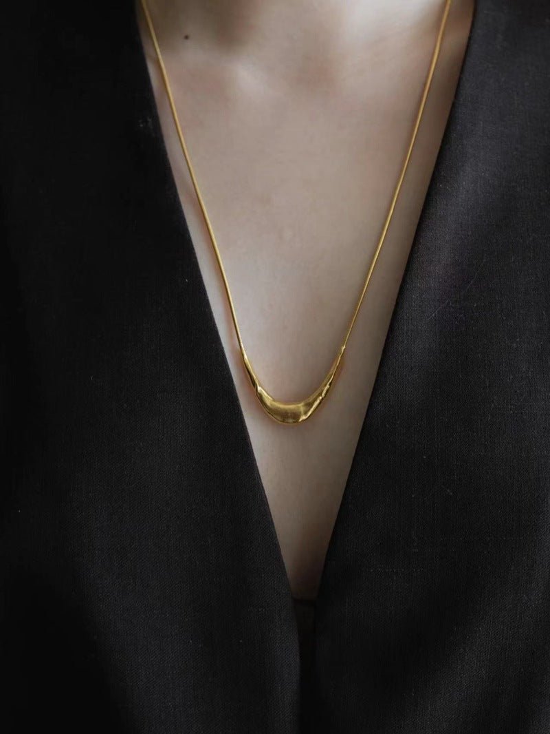 925 Silver Metal Style U - Shape Medium Length Necklace - floysun