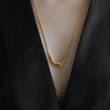 925 Silver Metal Style U - Shape Medium Length Necklace - floysun