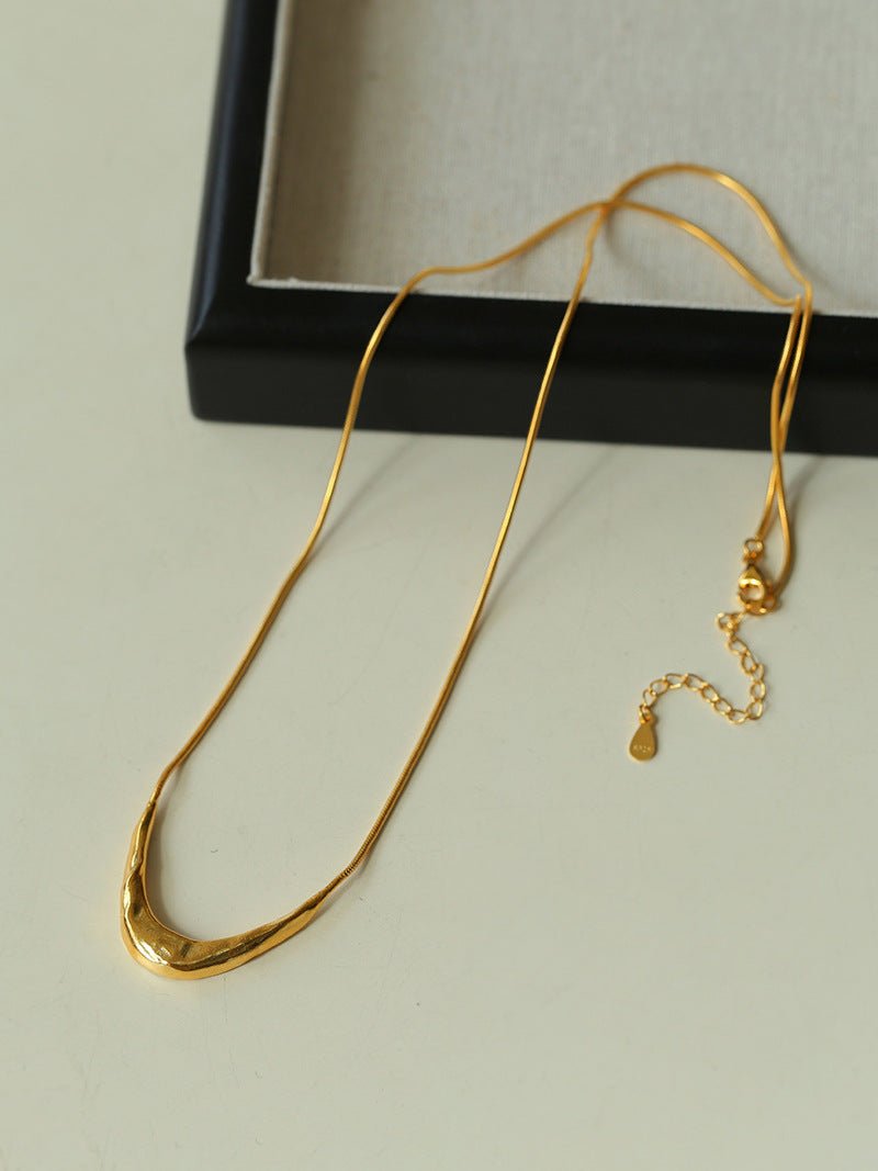 925 Silver Metal Style U - Shape Medium Length Necklace - floysun