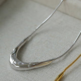 925 Silver Metal Style U-Shape Medium Length Necklace