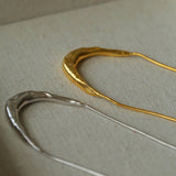 925 Silver Metal Style U-Shape Medium Length Necklace