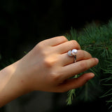 925 Silver Micro - Pave Zircon Natural Pearl Open Ring - floysun