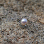 925 Silver Micro - Pave Zircon Natural Pearl Open Ring - floysun