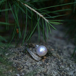 925 Silver Micro - Pave Zircon Natural Pearl Open Ring - floysun