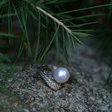 925 Silver Micro - Pave Zircon Natural Pearl Open Ring - floysun