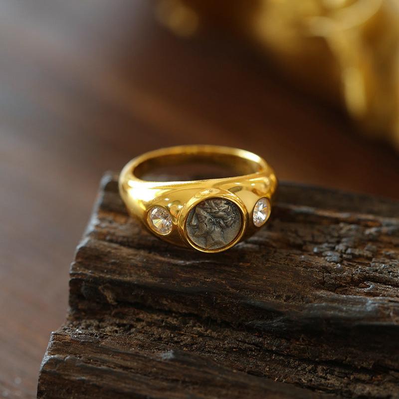 925 Silver Minimalist Vintage Antique Coin Ring - floysun