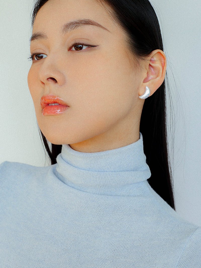 925 Silver Moon Baroque Pearl Stud Earrings - floysun