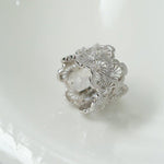 925 Silver New Lace Ring Brushed Matte Hollow Ring - floysun