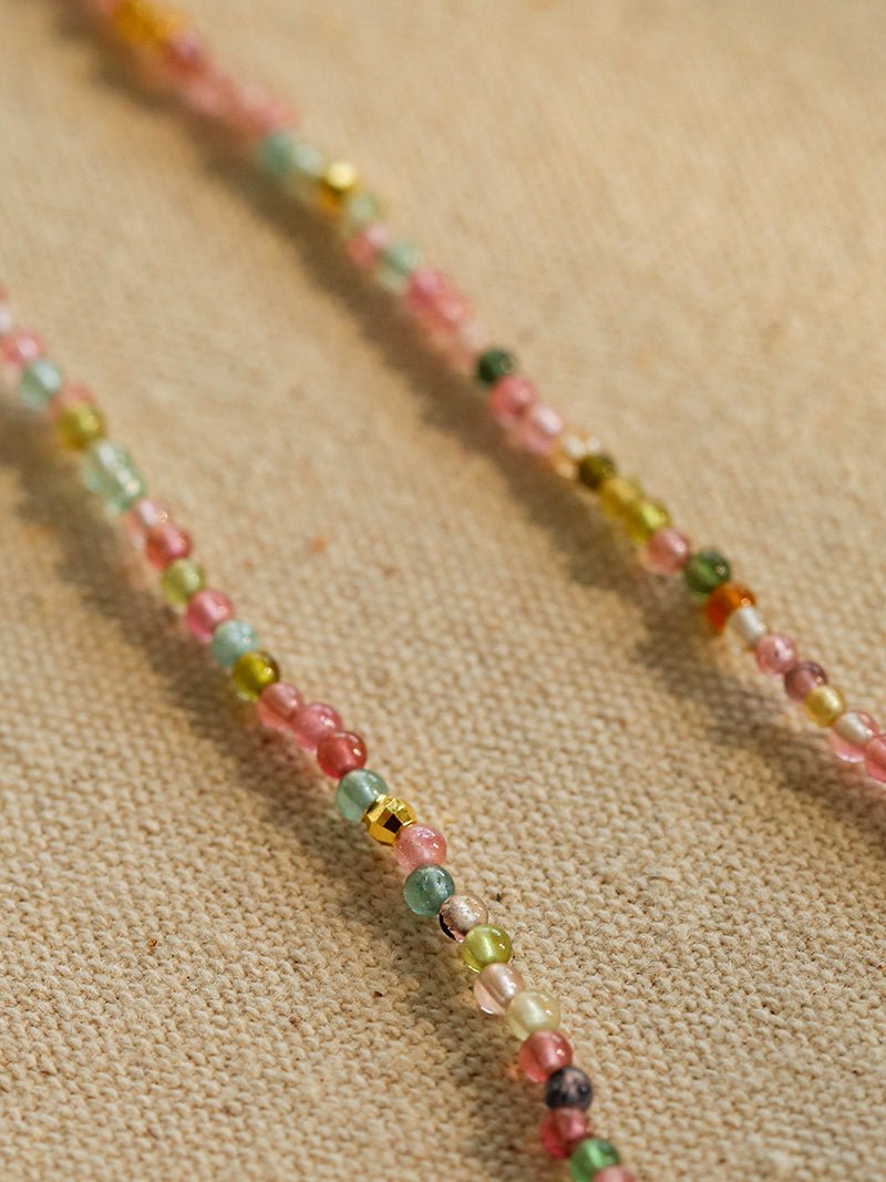 925 Silver Tourmaline Beaded Layering Necklace - floysun