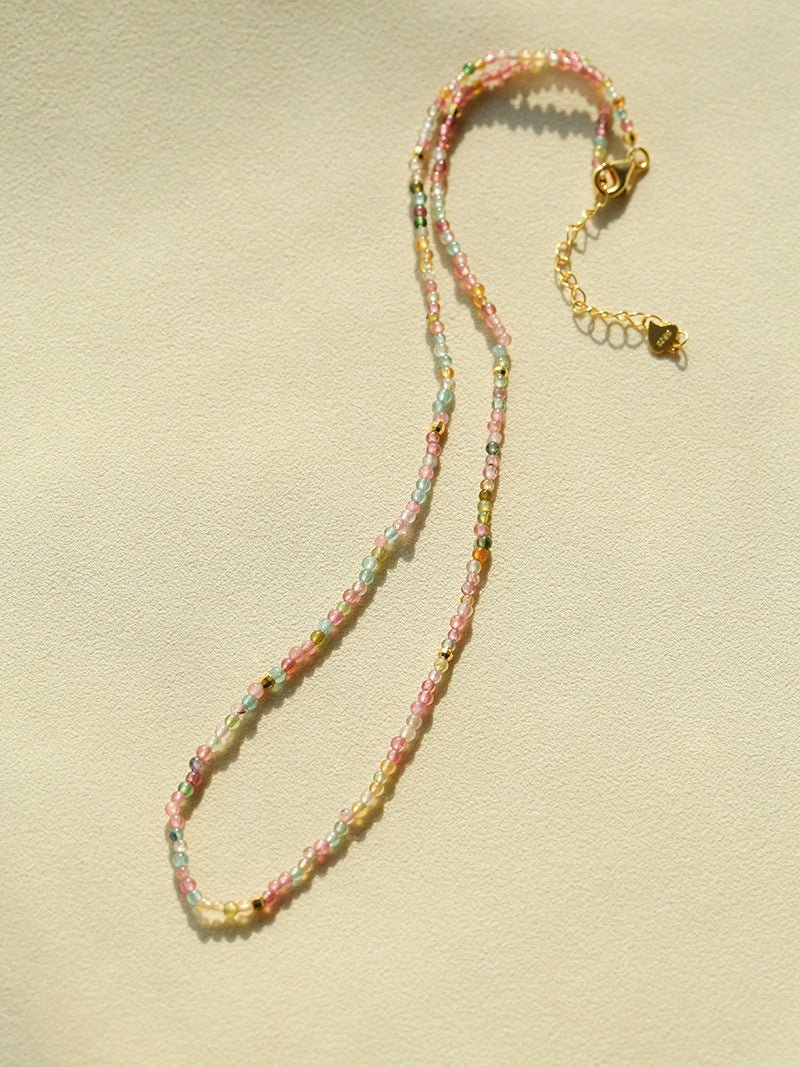 925 Silver Tourmaline Beaded Layering Necklace - floysun