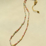 925 Silver Tourmaline Beaded Layering Necklace - floysun