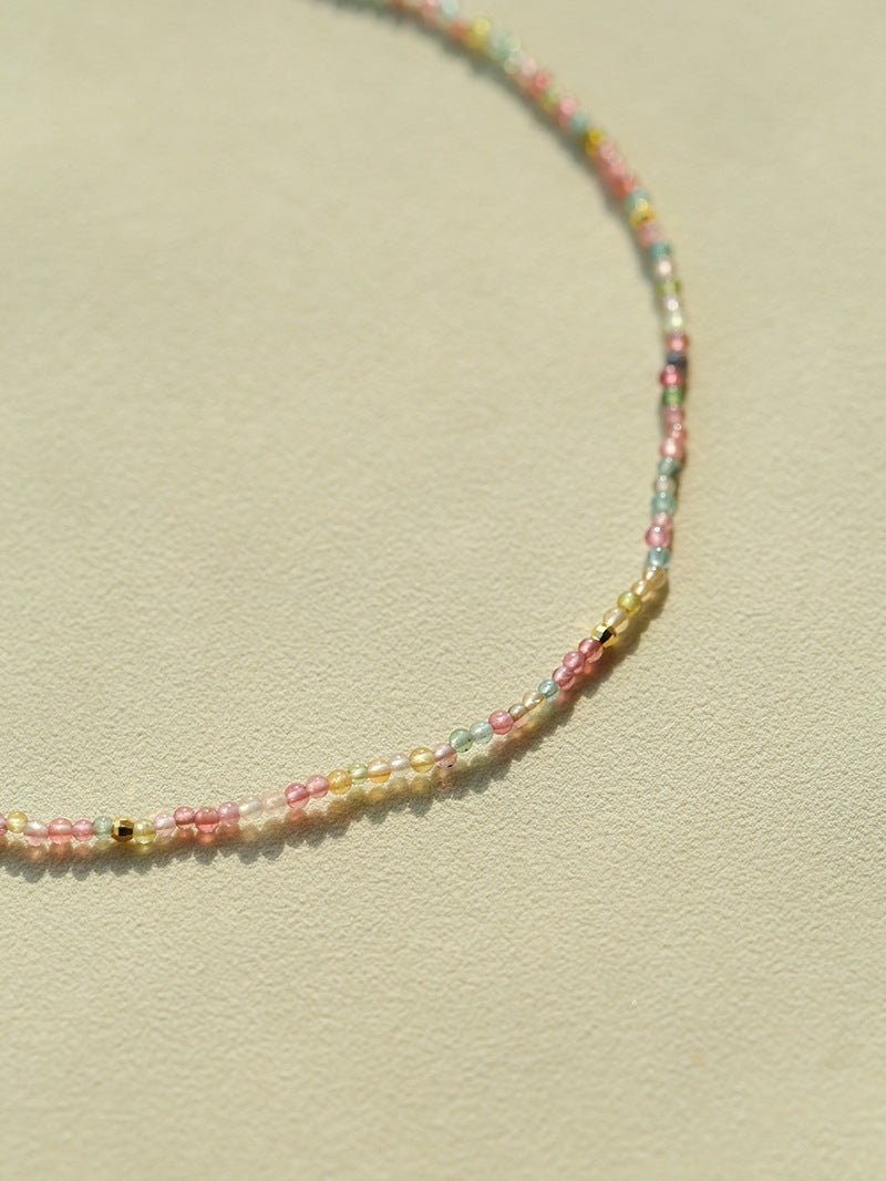 925 Silver Tourmaline Beaded Layering Necklace - floysun