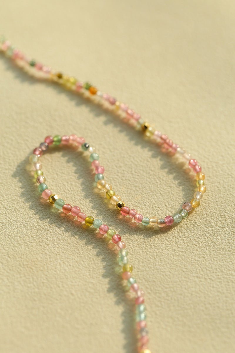 925 Silver Tourmaline Beaded Layering Necklace - floysun