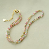 925 Silver Tourmaline Beaded Layering Necklace - floysun