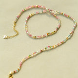 925 Silver Tourmaline Beaded Layering Necklace - floysun