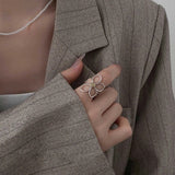 925 Sterling Silver Adjustable Daisy Ring Minimalist & Versatile Jewelry - floysun