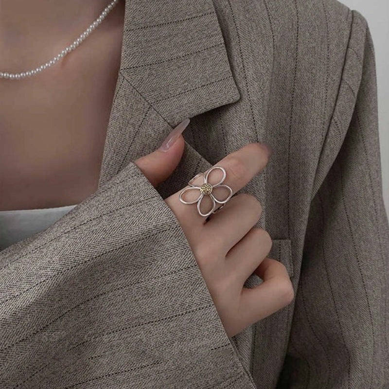 925 Sterling Silver Adjustable Daisy Ring Minimalist & Versatile Jewelry - floysun