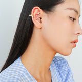 925 Sterling Silver Curved Line Pearl Ear Cuff Minimalist Elegant Design - floysun