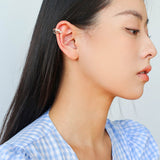 925 Sterling Silver Curved Line Pearl Ear Cuff Minimalist Elegant Design - floysun