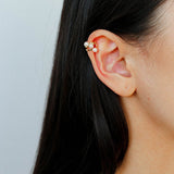 925 Sterling Silver Curved Line Pearl Ear Cuff Minimalist Elegant Design - floysun