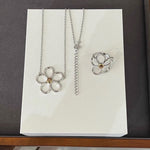 925 Sterling Silver Daisy Pendant Necklace Adjustable Chain - floysun