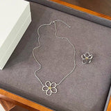 925 Sterling Silver Daisy Pendant Necklace Adjustable Chain - floysun