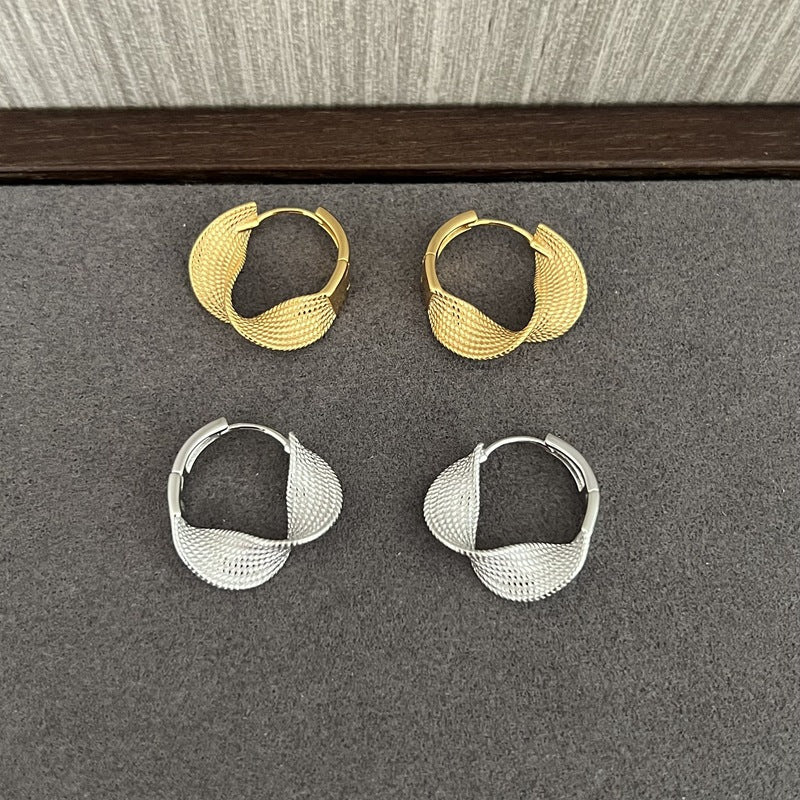 925 Sterling Silver Irregular Wavy Edge Twisted Hoop Earrings - floysun
