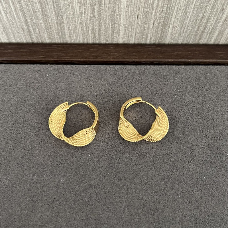 925 Sterling Silver Irregular Wavy Edge Twisted Hoop Earrings - floysun